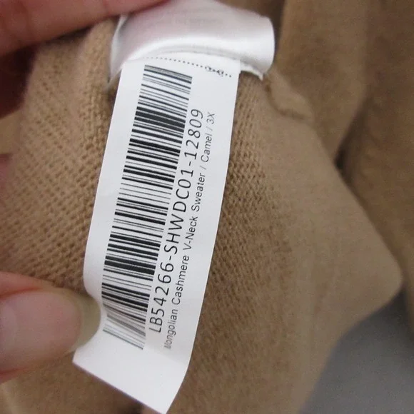 Quince Sweater 3X Camel Color Mongolian Cashmere V-Neck Quiet Luxury Soft - Picture 5 of 9